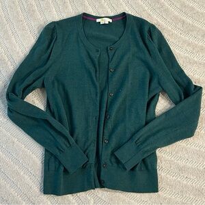 Boden 100% Wool Green Sweater Button Down Cardigan - Size 10